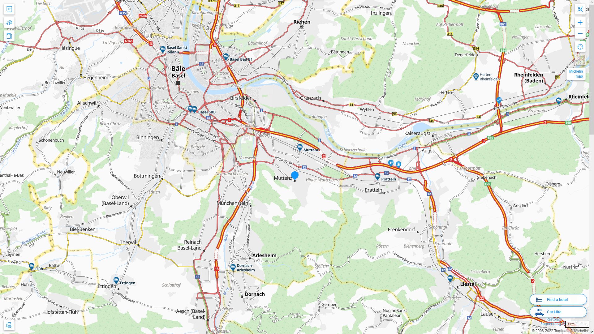 Muttenz Suisse Autoroute et carte routiere